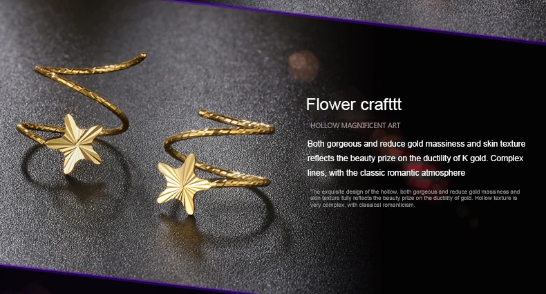 18k Pure Gold Stud Earring Exquisite Elegant Women Jewelry Rose Yellow White Star Miss Girl Gift For Birthday Hot Sale Good New