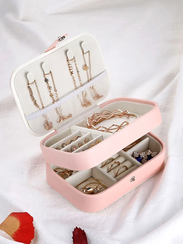 

3 Layers Leather Jewelry Box Multi-function Storage Gift Jewelry Display Earrings Necklace Pendant Storage Container