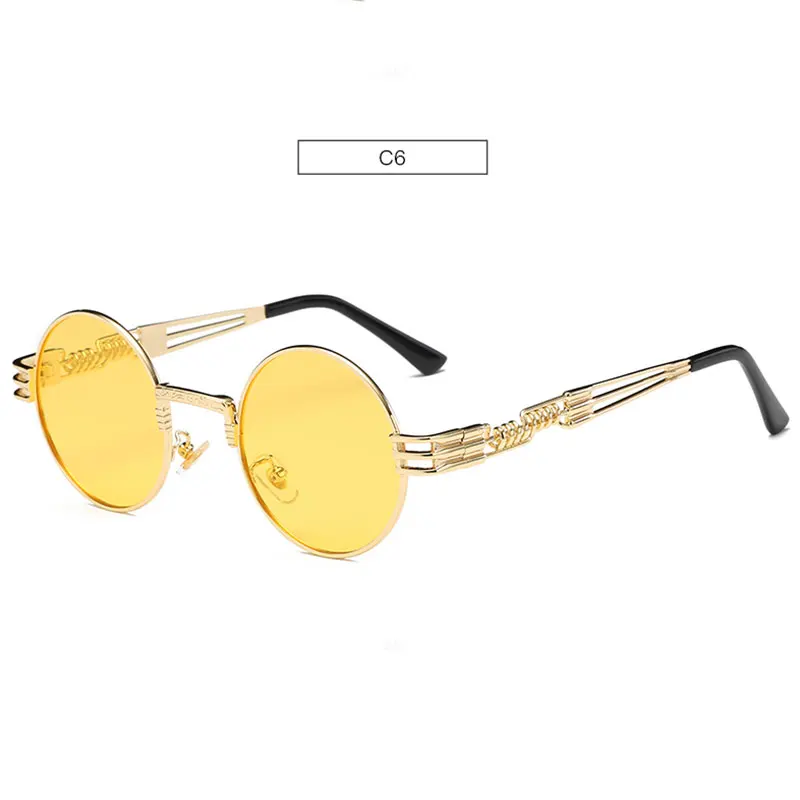 Поляризованные солнцезащитные очки с металлической оправой круглой оправой для ретро солнцезащитные очки для мужчин солнцезащитные очки для женщин винтажные зеркальные очки - Цвет линз: C6
