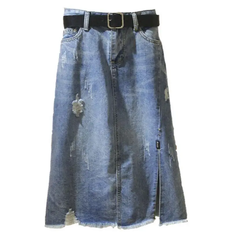 

New large size skirts women high waist hole denim skirt 5xl