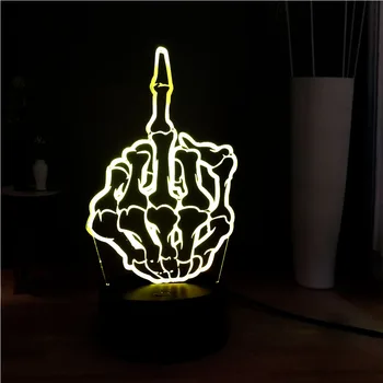 

Novelty Cool 3D Illusion LED Middle Finger Acrylic 7 Color Change USB Base Decor Home Birthday Night Mood Light Holiday Gift Toy