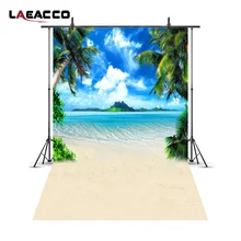 Laeacco облачно Blue Sky Sea Island Beach Palm Tree фотографии Фоны Винил Custom фотографические фонов для Аксессуары для фотостудий
