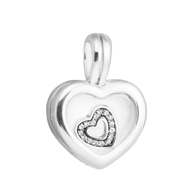 Authentic 100 925 Sterling Silver Floating Heart Locket Charm Beads