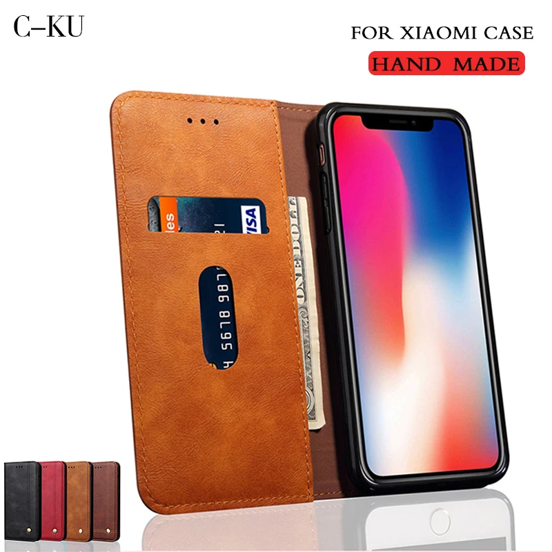 Роскошные кожаные чехлы бумажники для Xiaomi Mi 5x 6x флип держатель карт магнитные