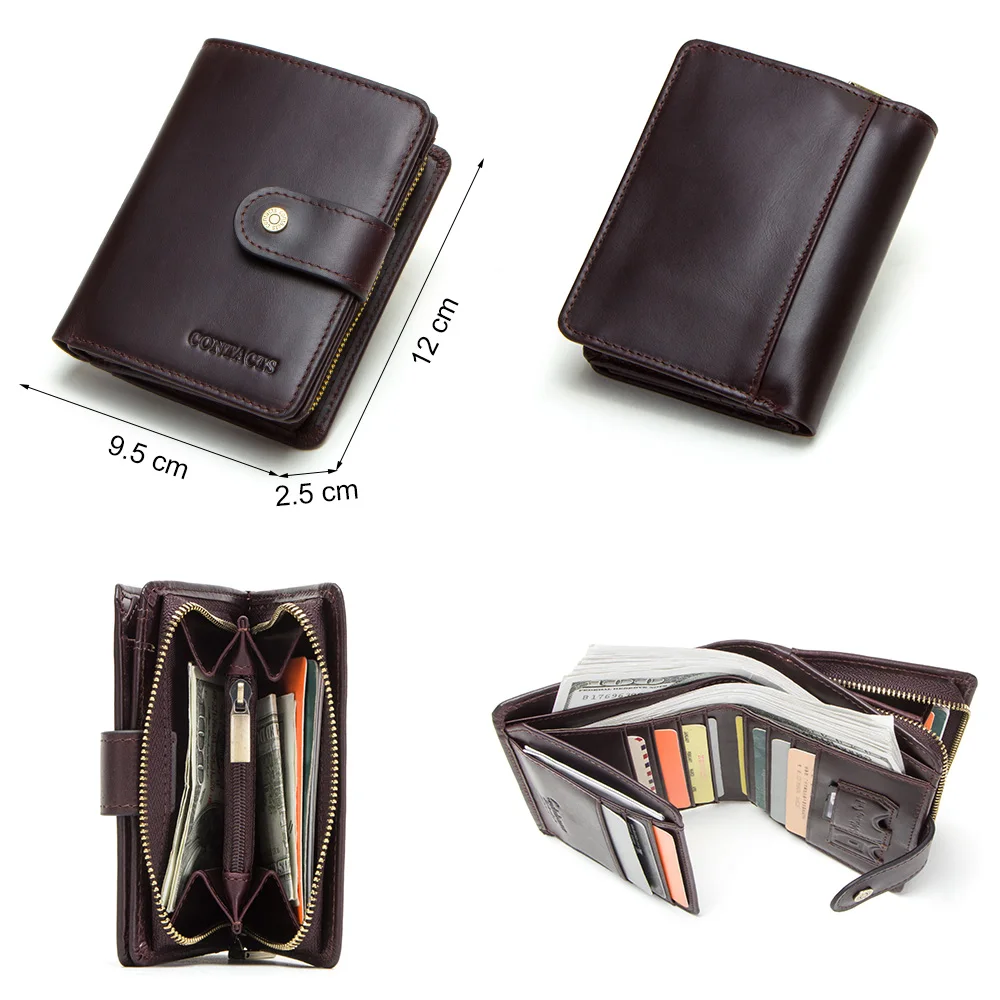 Men’s RFID Genuine Leather Tri-Fold Wallet