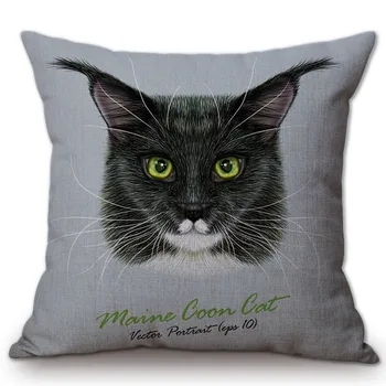 

Modern Cat Face Home Decorative Pillows For Sofa Yellow Black Brown Kitten Kitty Cute Pillow Case Sofa Cushion Cover 45x45cm