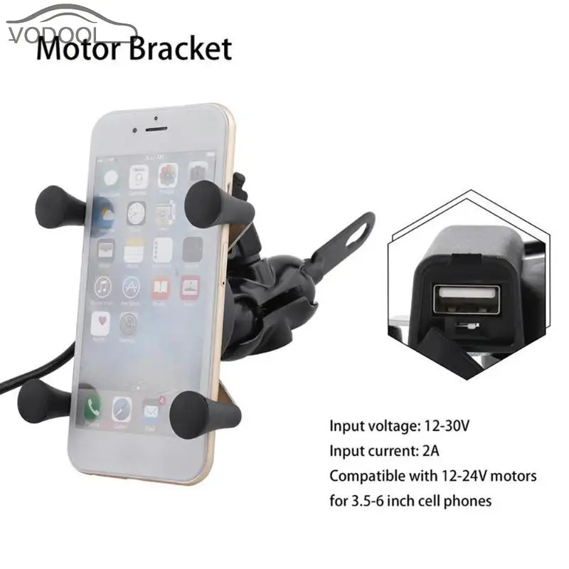

360 Rotating Motorcycle Handlebar Mount Mobile Phone Holder USB Charging Bracket Bicycle Moto Handle Grip Support Accessories