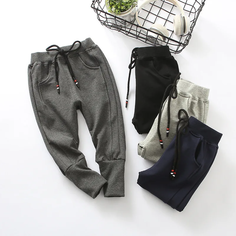 

Hot selling 2019 new solid children Spring Autumn clothes Girl trousers kids pants for baby boys harem pants black grey cotton