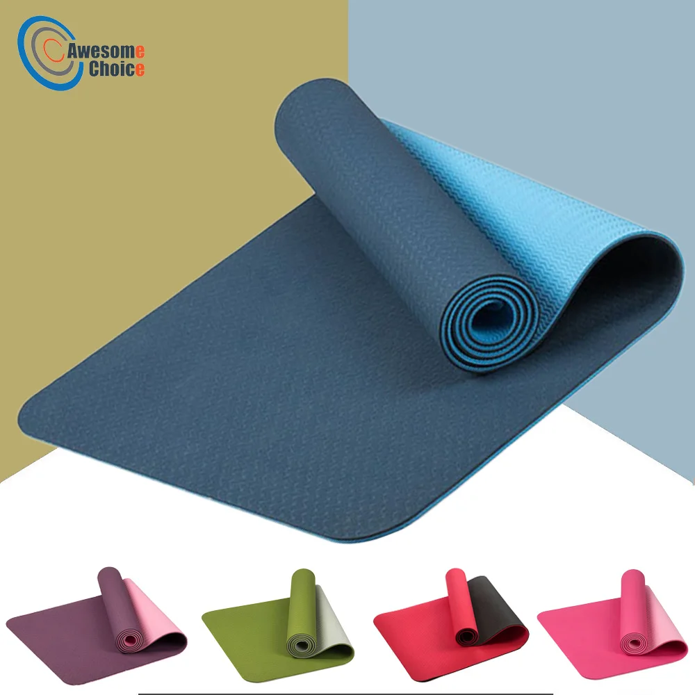 183*61 см 6 мм толстый двойной цвет нескользящий TPE Yoga коврик качество упражнения Спортивный Коврик для фитнеса тренажерный зал домашний