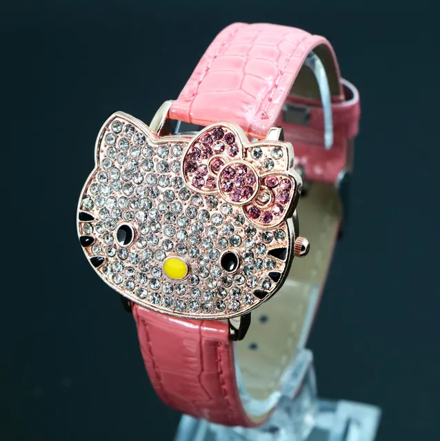 Hot Sales Cute Leather Hello Kitty Watch Children Girls Women Crystal Dress Quar Hot Sales Cute Leather Hello Kitty Watch Children Girls Women Crystal Dress Quar