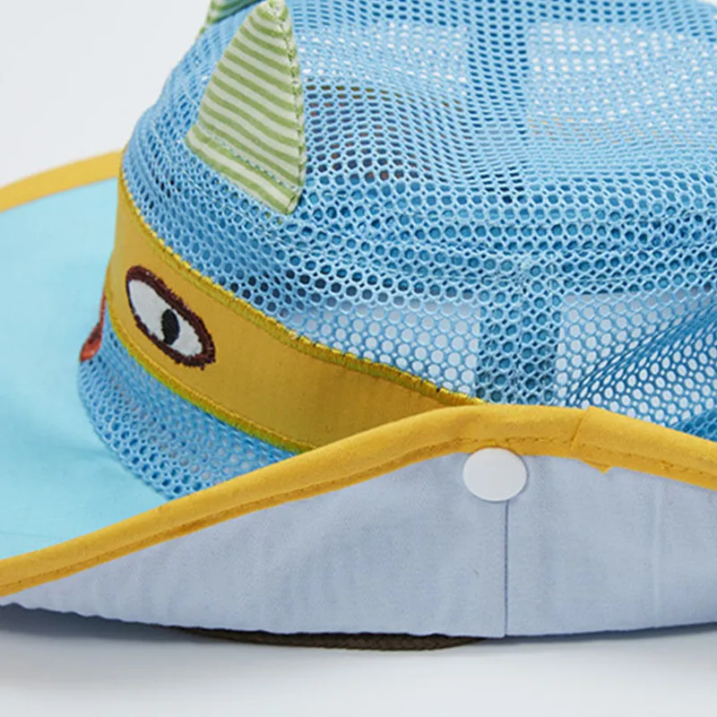 Cat Pattern Baby Sun Bucket Hat with Wide Brim Toddler Boys Girls Summer UV Protection CapsMesh Breathable Comfortable Chinstrap (4)