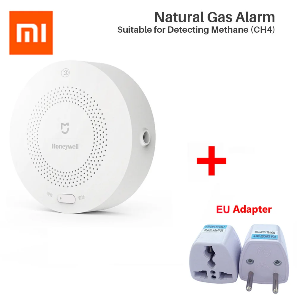 Xiaomi Mijia умная газовая сигнализация Honeywell детектор газа датчик дыма CH4 мониторинг Газа потолок Mihome приложение дистанционное управление - Цвет: Add EU Plug