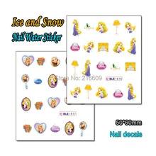 Ногтей Стикеры 22 Простыни Детские/lot Красочные принцесса льда и снега ногтей Стикеры Дизайн ногтей Вода Трансфер Переводные картинки Украшение ble1973-1983