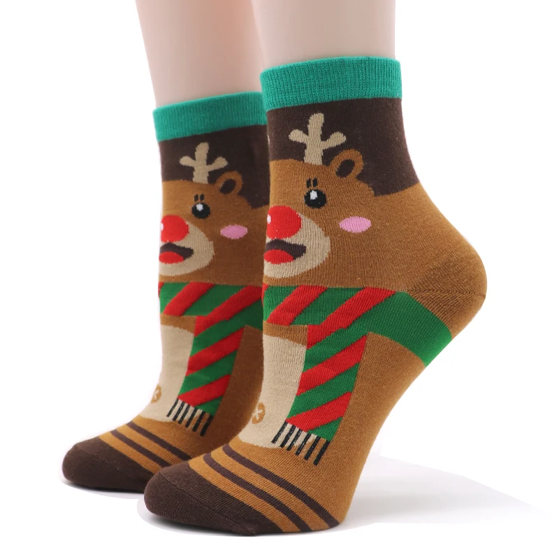 

1pair Lovely Christmas Socks Funny Winter Ankle Cotton Female Socks New Year Gift Cute Santa Claus Deer Snowman Cartoon Socks