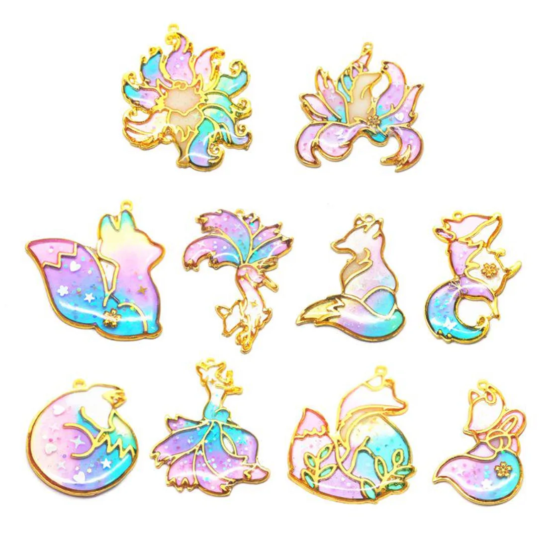 

Kinds of Foxes Frame Zinc Alloy Frame Pendant Charm Bezel Setting Cabochon Setting UV Resin Jewelry Making 10pcs/lot