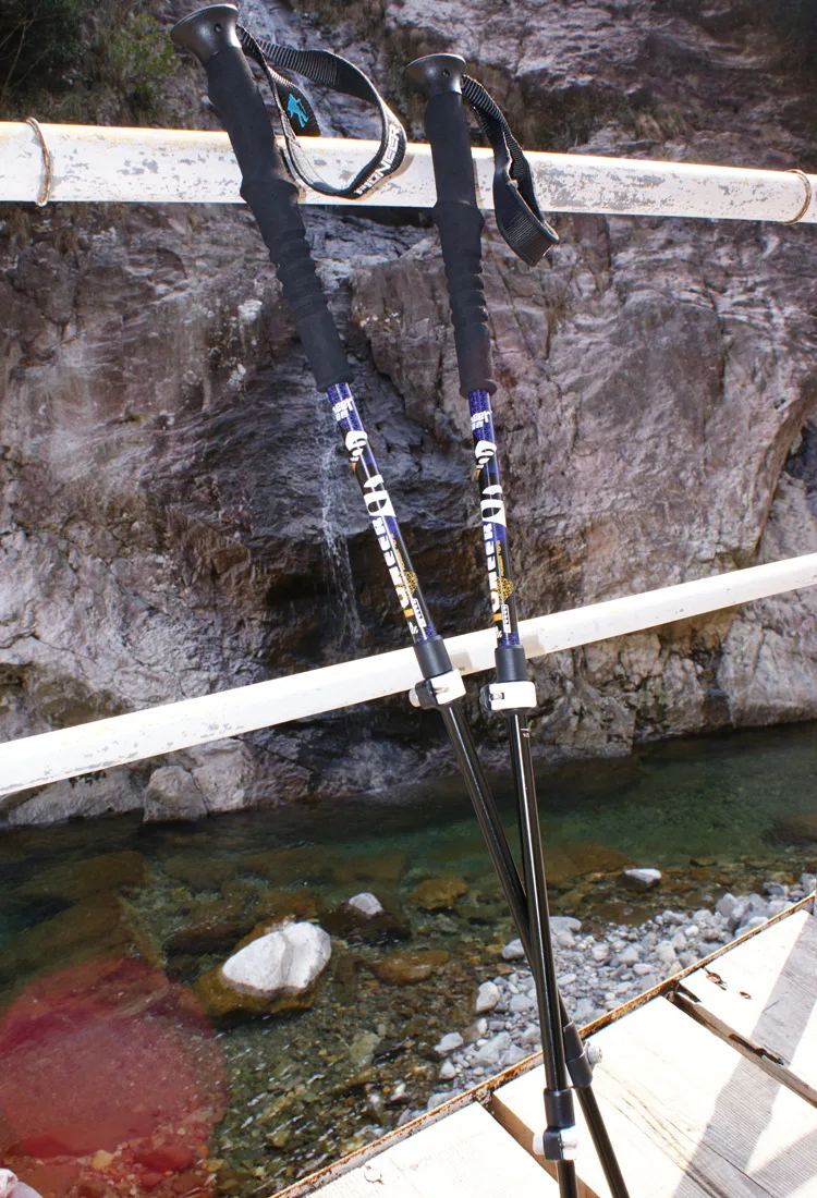 Fibra de Carbono de Alumínio de Escalada de Acampamento Lote Pioneiro Bloqueio Externo Ajustável Caminhadas Bengala Pólo Trekking Caminhada Cana 2 Pçs - 6 Esporte e Lazer