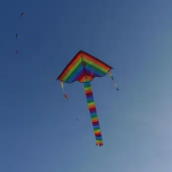 

Colorful Rainbow Kite Long Tail Nylon Outdoor Kites Flying Toys For Children Kids Stunt Kite Surf Without Control Bar and Line