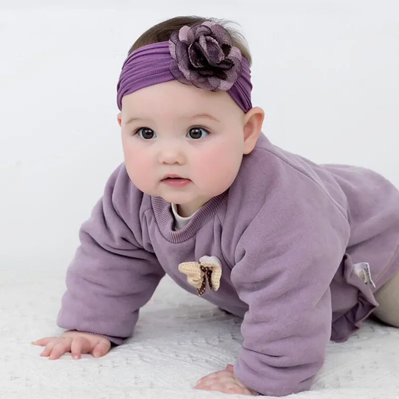 Newborn baby headband super soft nylon stitching flower hair accessory cute princess hair band