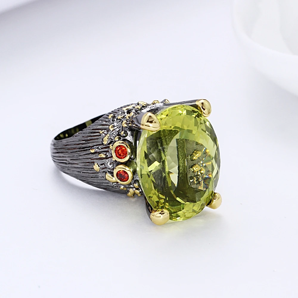 Новинка, красивое большое овальное кольцо с зеленым кристаллом, модные ювелирные изделия, Прямая поставка, высокое качество, ювелирные изделия, большие кольца для женщин