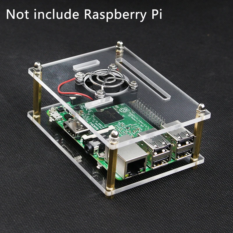 Для Raspberry Pi 4 акриловый чехол, прозрачная коробка, корпус с охлаждающим вентилятором, металлический чехол для Raspberry Pi 3 Model B 3B Plus