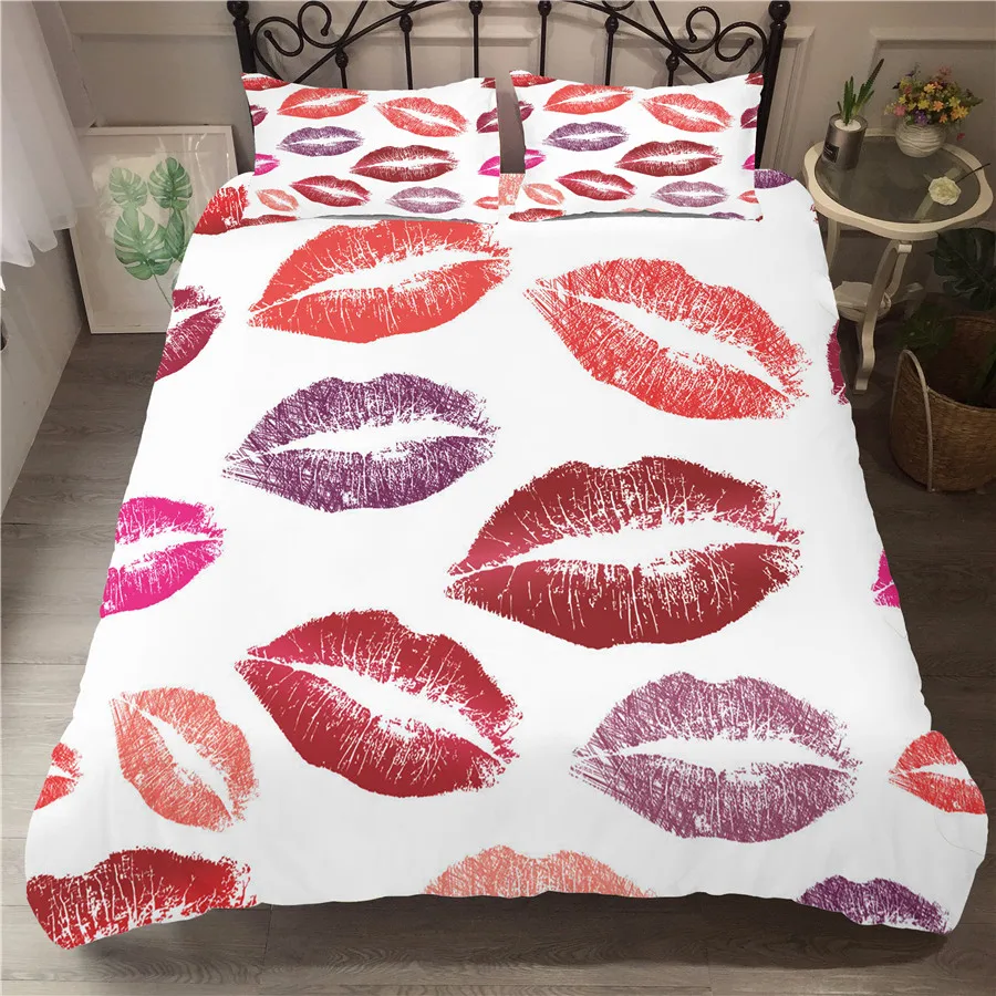 

A Bedding Set 3D Printed Duvet Cover Bed Set Mouth Lips Home Textiles for Adults Bedclothes with Pillowcase #ZUI07