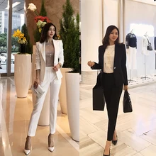 Pink Made Two Piece Set Office Suit Women Long Jacket+Long Pant Suits Businness Pink Made Two Piece Set Office Suit Women Long Jacket+Long Pant Suits Businness