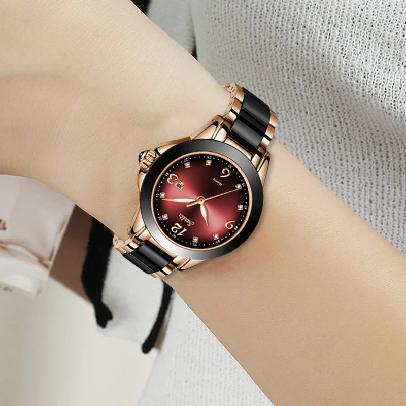 

SUNKTA Women Watches Bracelet Watch Ladies Wrist Watch Women Waterproof Fashion Casual Crystal Dial Rose Gold Relojes Para Mujer