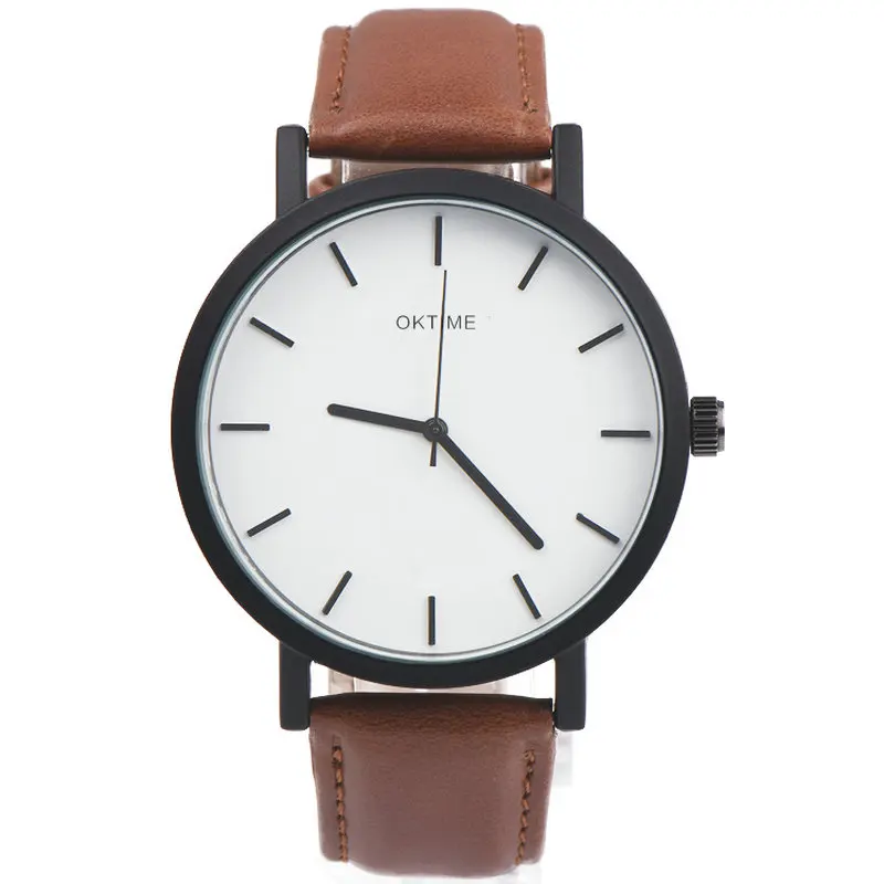 Стиль часы Для мужчин Для женщин простой стабильной указатель часы моды интервью белый воротник наручные часы 100 шт./лот