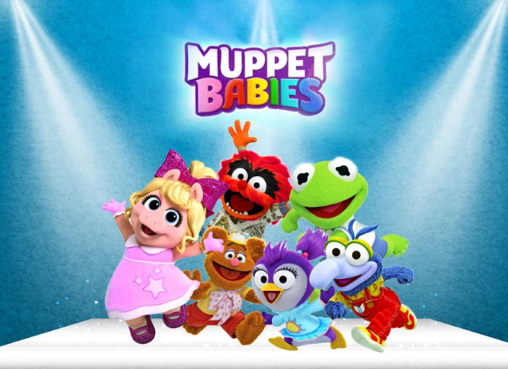 

7x5FT Light Blue Stage Spotlight Muppet Babies Custom Photo Backgrounds Studio Backdrops Vinyl 220cm x 150cm