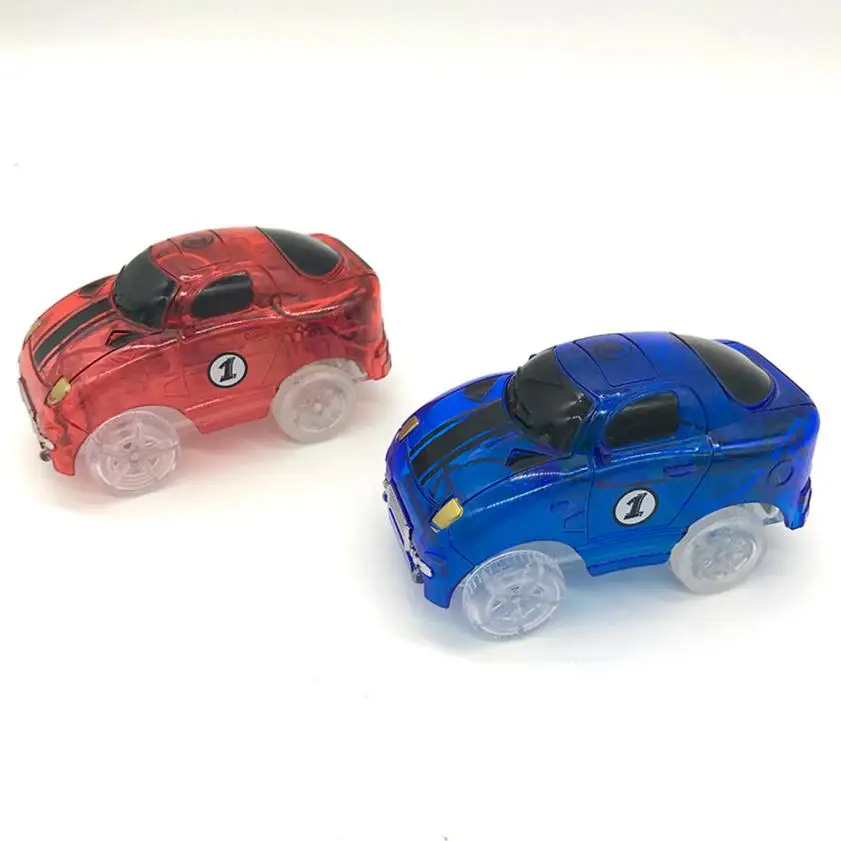 

New Cars For Magic Tracks Glow in the Dark Amazing Racetrack Light Up Race Car Y0420