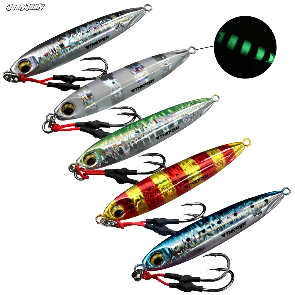 

1 piece Metal Spoon Lure 60g 2.12oz Fishing Jigging Spoon Bait Fishing Hard Lure with Treble Hooks for Bass Fishing