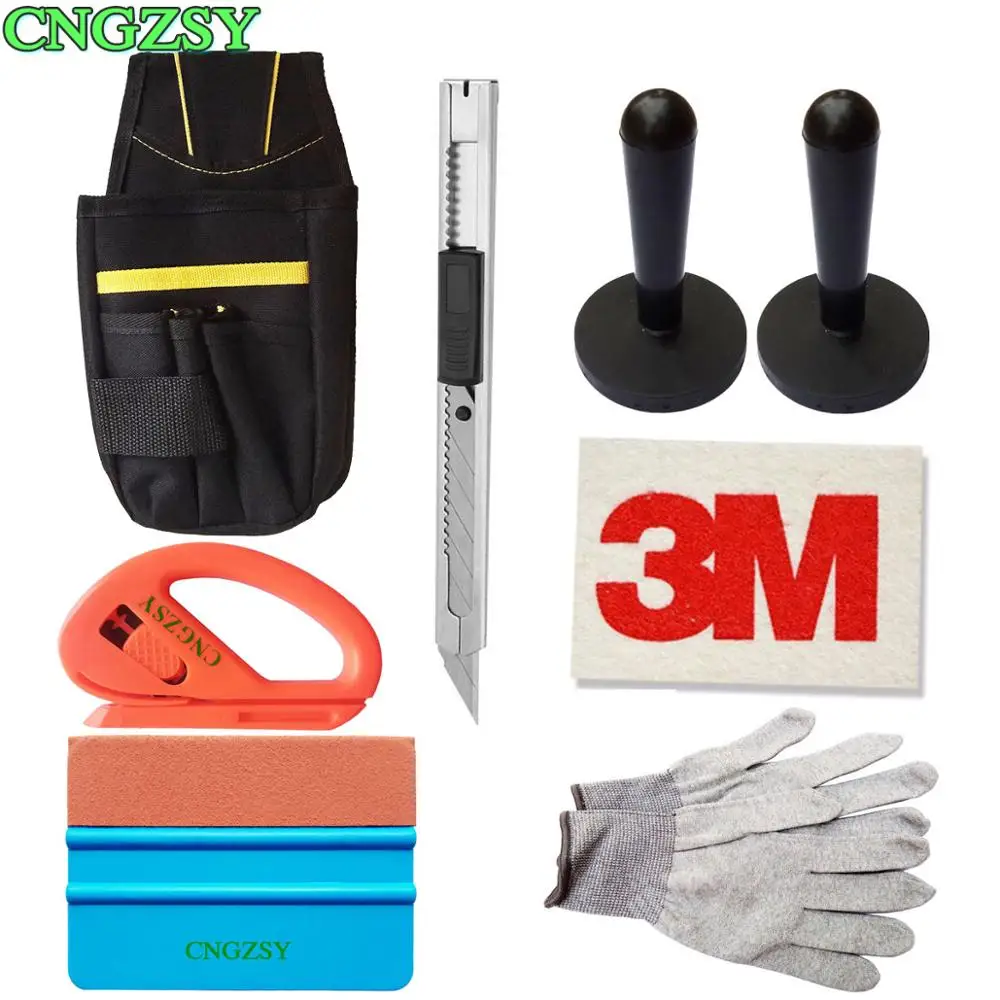 US $21.40 Cngzsy Window Tint Tool Oxford Bag Suede Squeegee Wool Scraper Vinyl Cutter Knife Nylon Gloves Car Sticker Film Wrap Tools K21