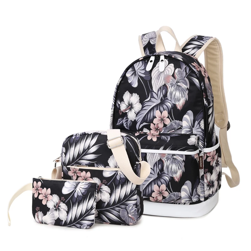 Nadusasa 3 шт./компл. Для женщин рюкзак с цветочным принтом школьные сумки для подростков девочек ноутбук рюкзак для путешествий Mochila