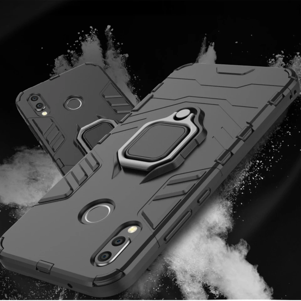 

Shock Sunda Armor Phone Case For Huawei Mate 20 Lite P Smart Finger Ring Holder Case For Huawei Honor 8X Back Cover