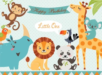 

Cartoon Animals Happy Birthday Photography Backdrops Photo Background Party Wall Decoration Backdrop W-306