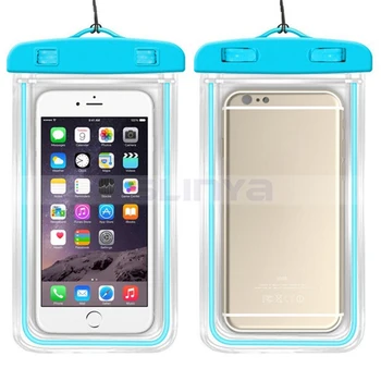 

100pcs/lot Universal 6 inch Fluorescent Swim Waterproof Bag for iPhone X 8 7 8 Plus 7 Plus Samsung Huawei Mobile Phone