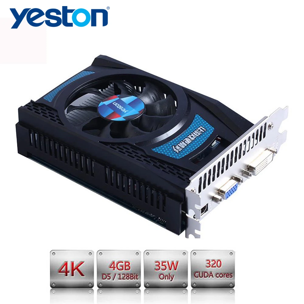 

Yeston AMD Radeon R7 240 4GD5 128Bit Graphics Card With HDMI VGA DVI-D Interface Temperature Control Fan 320SP - Black
