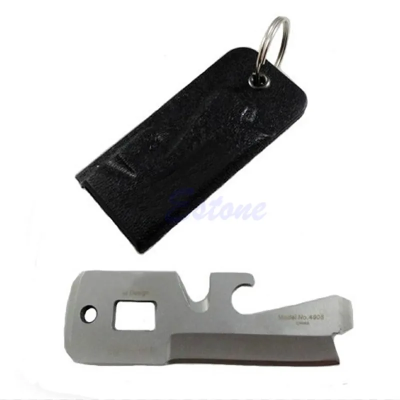 

OOTDTY 1pc Stainless Multi Tool Keychain EDC Pocket Survival Bottle Opener and Screwdriver 5IN1