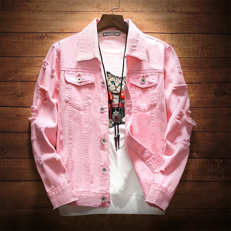 

XIU LUO 3XL Mens Denim Jacket Trendy Fashion Hip Hop Streetwer Ripped Denim Jacket Male Cowboy Coats 2019 New spring Autumn