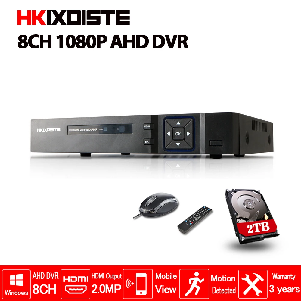 HKIXDISTE Home 8CH 1080P TVI. CVI AHD H 5 в 1 Гибридный DVR 2.0MP NVR видеорегистратор для AHD/аналоговая