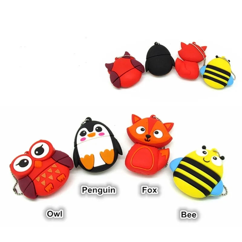 

Cute penguin owl fox Bee usb flash drive pendrive 4GB 8GB 16GB 32GB U disk animal memory stick pen drive gift