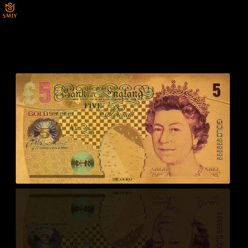 Британские Красочные золотые банкноты 5 фунтов Реплика оригинальные бумажные Банкноты евро коллекция для подарочные сувениры