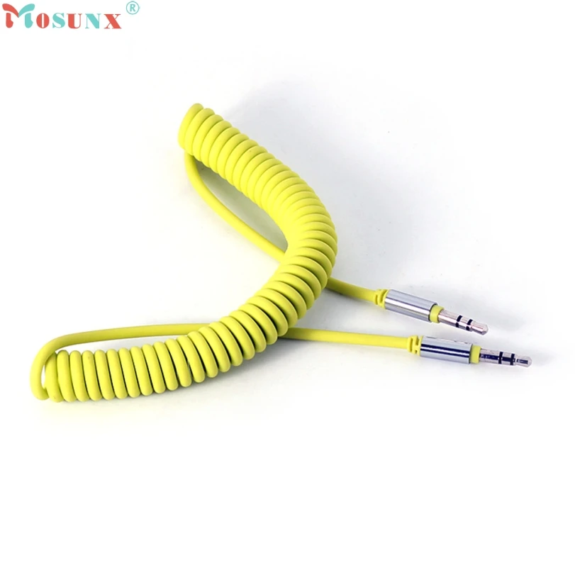 4 Colors 1 m 3.5 mm Coiled Stereo Audio Cable Car Auxiliary Audio Cable