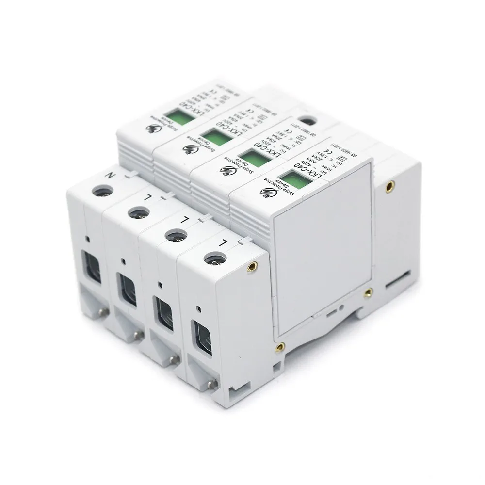 Горячая C40-4P 20KA~ 40KA~ 385 V AC SPD дом Защита от перенапряжения защитное Низковольтное предохранительное устройство 3 P+ N защита от молнии