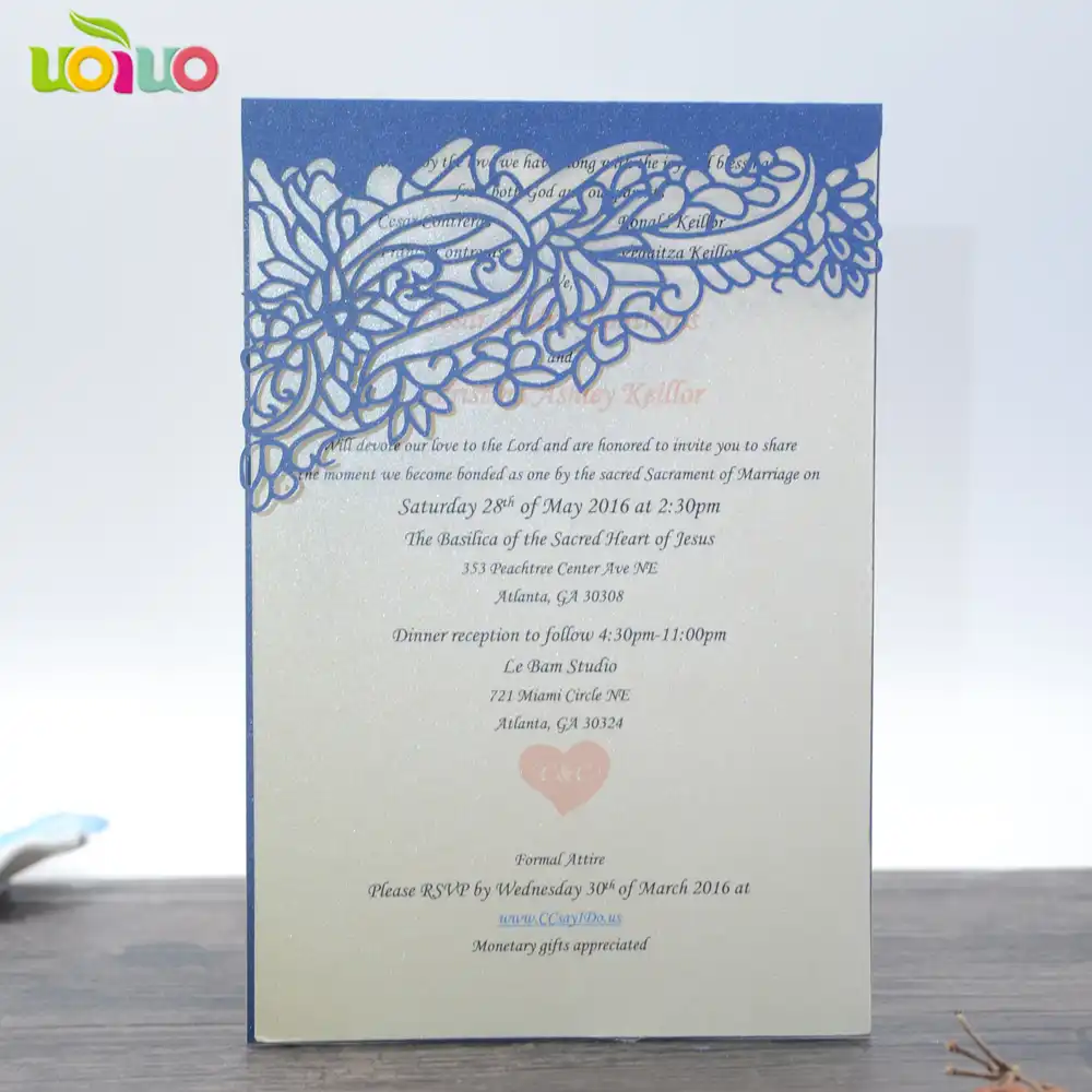 Newest 50pcs Matching Wedding Invitation Card Laser Cut Design