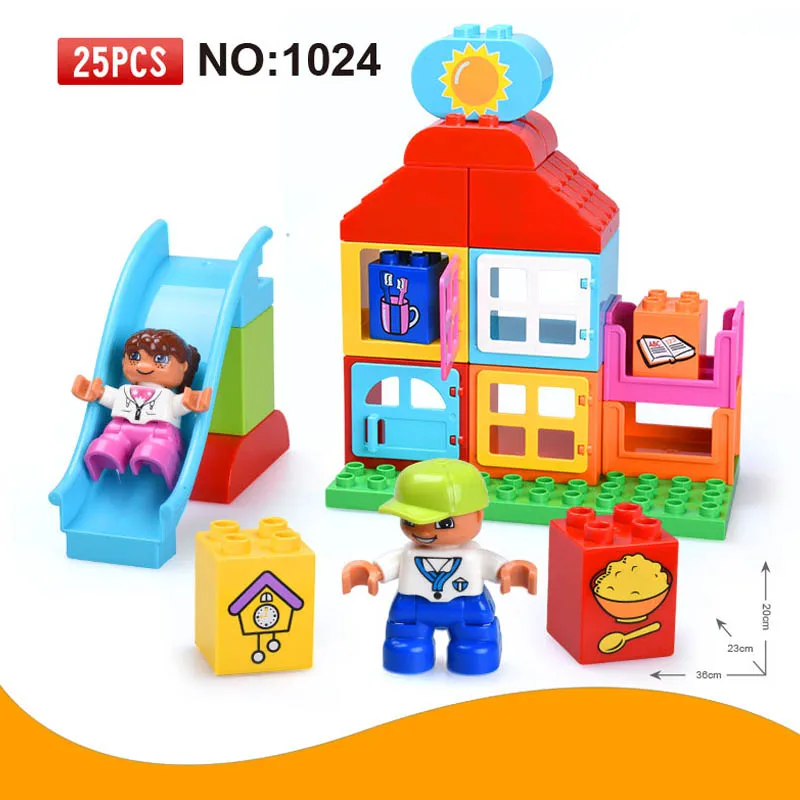 GOROCK большой duplo фигурки большие блоки парк развлечений горка строительные
