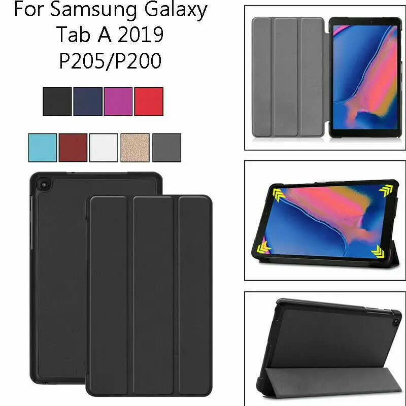

Smart Magnetic PU Leather Smart Case For Samsung Galaxy Tab SM-P200 SM-P205 8.0" inch 2019 3-Folded Standing Cover Funda Capa