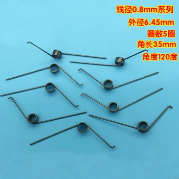 

6Pcs 0.8mm wire diameter torsion spring 6.45mm outside diameter V-shape springs 35mm Length 5 Turns