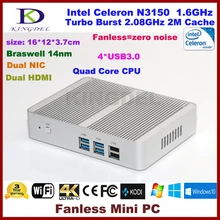 2016 kingdel новые NC690 деловые Мини безвентиляторный компьютер с 5th Gen Intel 14nm Quad Core N3150 процессор 8 ГБ Оперативная память SSD