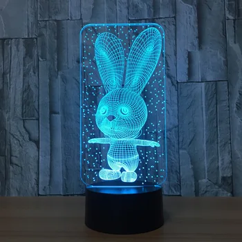 

Large ears rabbit 3D lights 7 color touch visual decoration lamp led light night light 694